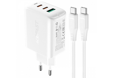 Сетевое зарядное устройство Acefast A13 адаптер 2xUSB-C + USB-A 65w + кабель USB-C to USB-C 001333 фото
