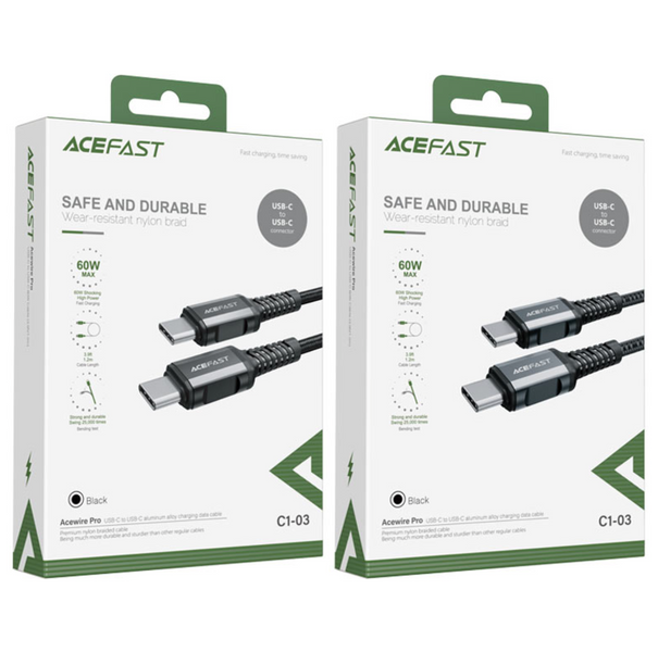 Кабель Acefast C1-03 USB-C to USB-C (Black) 00220 фото