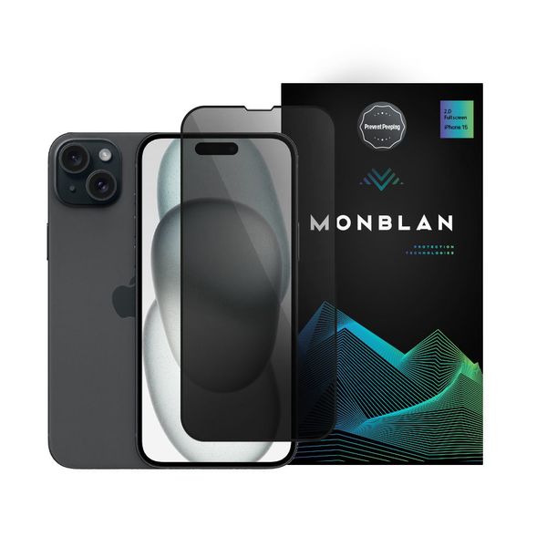 Захисне скло Monblan для iPhone 15 2.5D Anti Peep 0.26mm Dust-Proof 02345678 фото