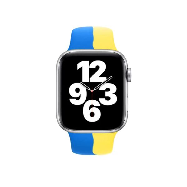 Ремешок Sport для Apple Watch 38/40/41mm  (Blue-Yellow) 00249 фото