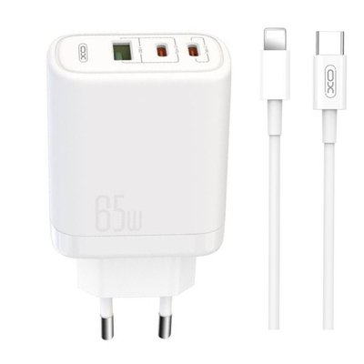 Мережевий зарядний пристрій XO CE04(EU) USB-C + USB-A + кабель USB-A to Lightning 00334459 фото