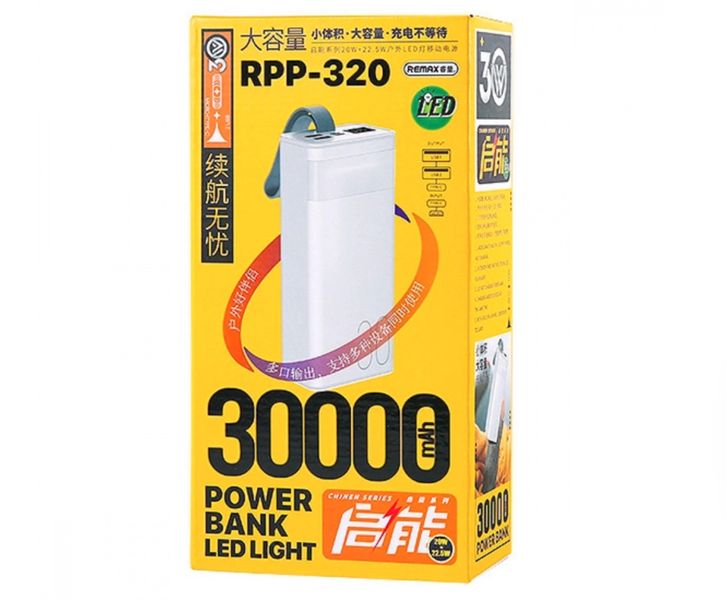 REMAX Power Bank 30000 mAh Chinen Series 20W+22.5W Fast Charging RPP-320 White 364387477 фото