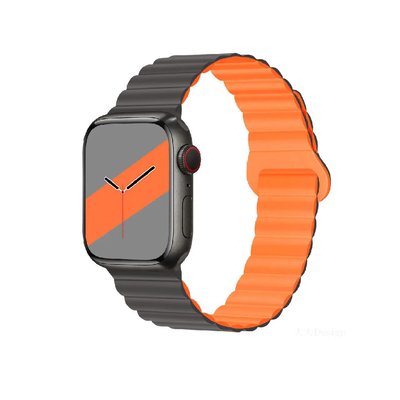 Ремінець XO для Apple Watch 38/40/41mm (BT01A) Silicone Magnetic Series (Gray-Orange) 253 фото