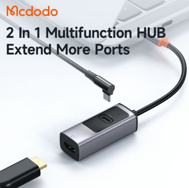 USB-хаб Перехідник McDodo (HU-1130) 2in1 USB-C to HDMI 8K/USB-C 100w 003344 фото