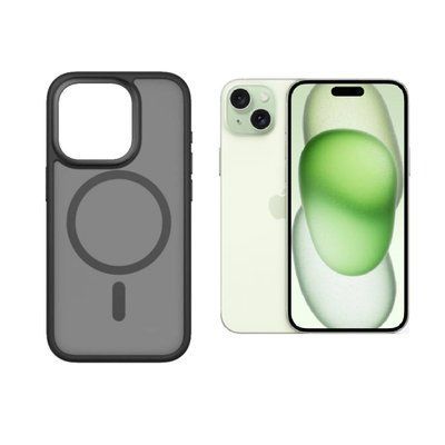 Силиконовый чехол Monblan iPhone 15 Plus Series Magnetic Crystal Black 00337451 фото