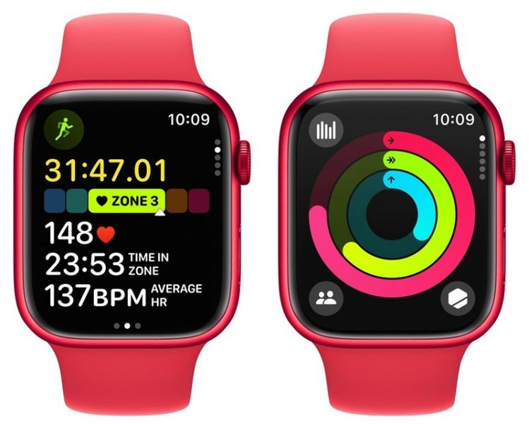 Apple Watch Series 9 41mm GPS (PRODUCT)RED Aluminum Case with Red Sport Band (S/M) MRXG3 series9RB фото