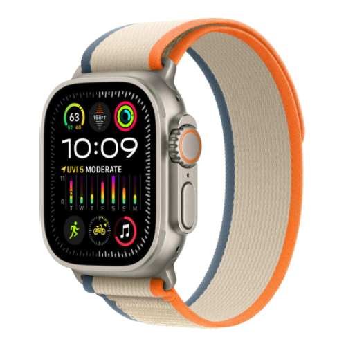 Apple Watch Ultra 2 49mm Titanium Case with Orange/Beige Trail Loop (S/M) (MRF13) ultra2-OTL фото